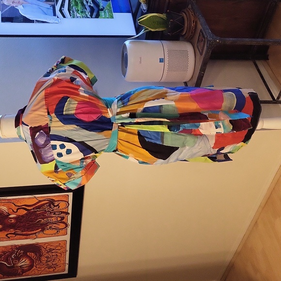 Colorful Abstract Print Shirt Dress - Picture 5 of 11